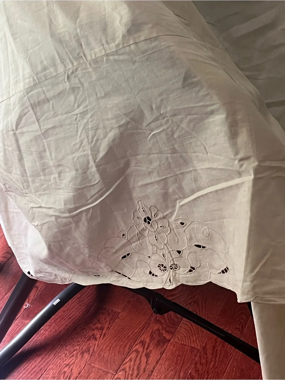 Embroidered Cream Bedskirt/ Firm Price